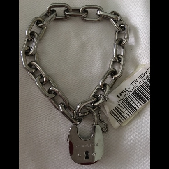 michael kors silver bracelet with padlock